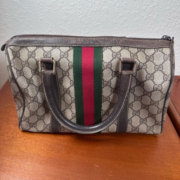 Auth Gucci GG Supreme Sherry Line
PVC Brown Mini Boston Bag - Picture 3 of 16